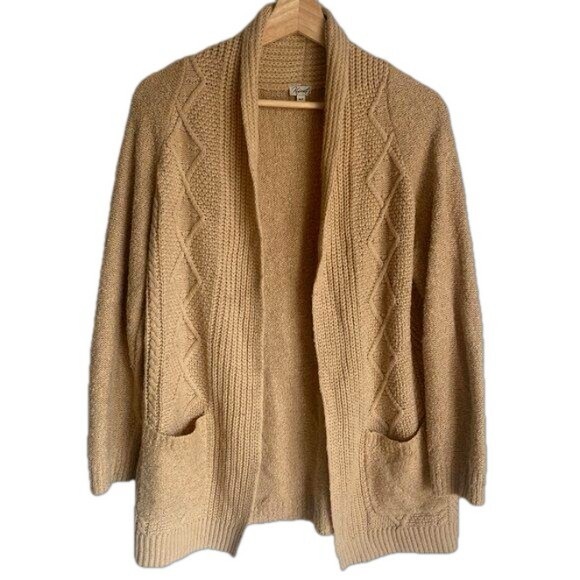 Tahari Sweaters - Women’s Cozy Sweater Cardigan; Chunky Knit; Waterfall Sweater; Large; Beige/Tan